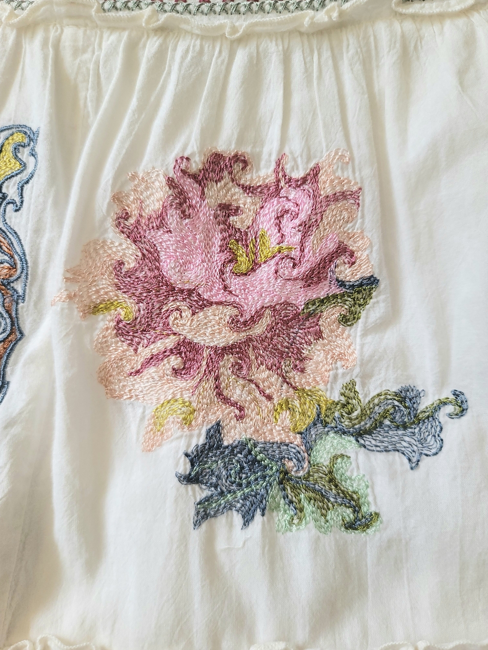 Johnny Was Biya Embroidered Cotton Midi Skirt M - Picture 4 of 11